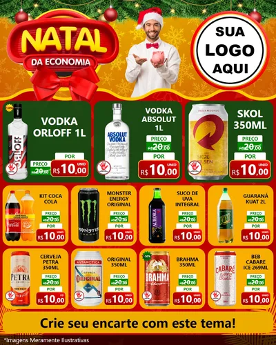 Modelo de Rede Social para Feed Instagram com o tema Natal da Economia para Distribuidora de bebidas