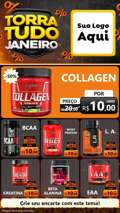 Modelo de Rede Social para Stories com o tema Torra Tudo Janeiro para Suplementos alimentares