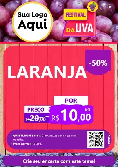 Modelo de Cartaz para Cartaz A4 Vertical com o tema Festival da Uva para Hortifrúti