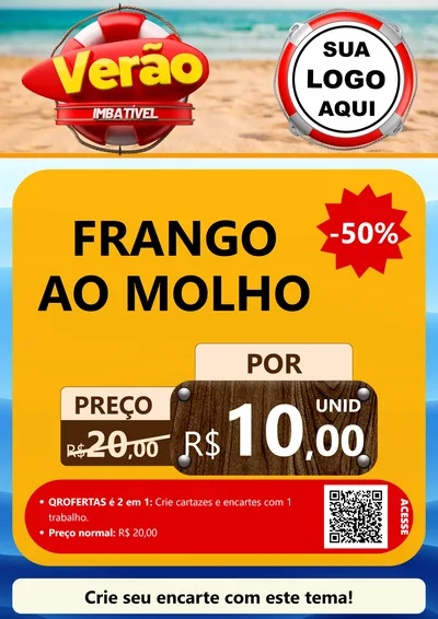 Modelo de Cartaz para Cartaz A4 Vertical com o tema Verão Imbatível para Restaurante