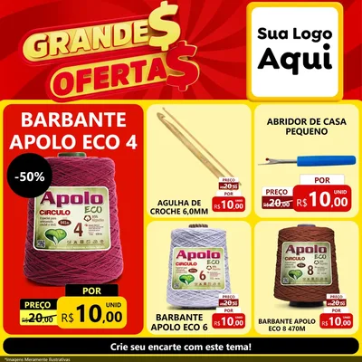 Modelo de Rede Social para Feed Facebook com o tema Grandes Ofertas para Armarinho e Aviamentos