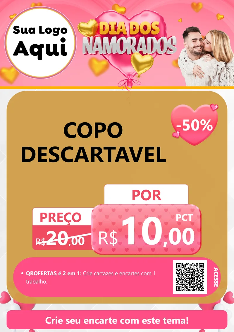 Modelo de Cartaz para Cartaz A4 Vertical com o tema Dia dos Namorados para Embalagens