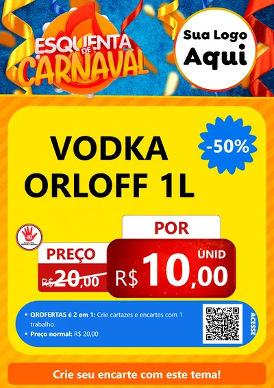 Modelo de Cartaz para Cartaz A4 Vertical com o tema Esquenta de Carnaval para Distribuidora de bebidas