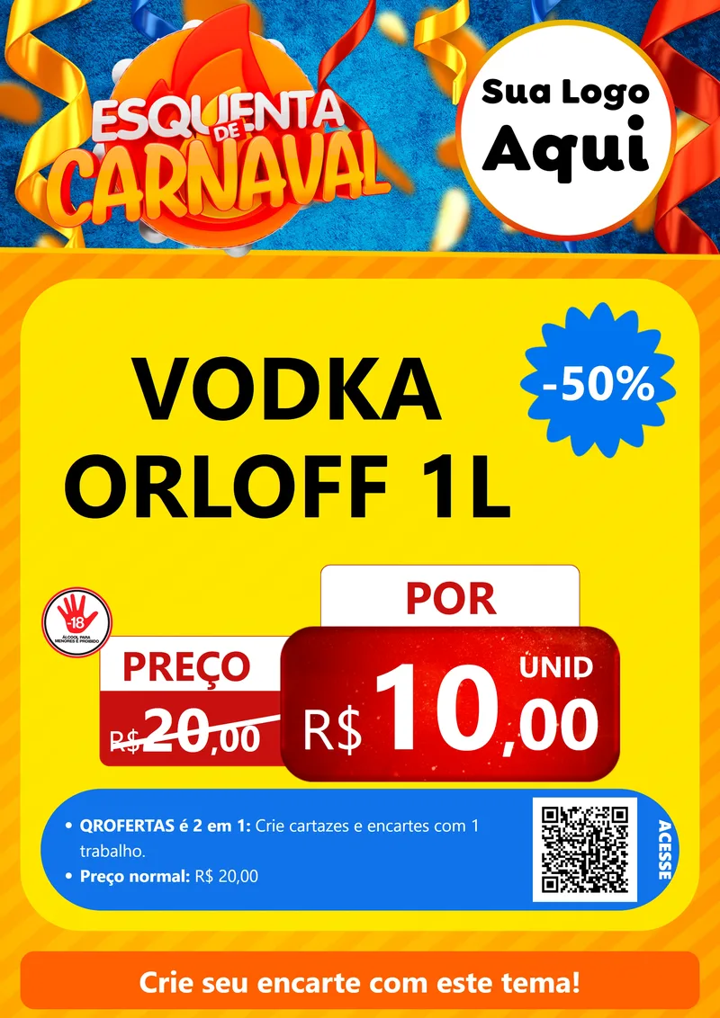 Modelo de Cartaz para Cartaz A4 Vertical com o tema Esquenta de Carnaval para Distribuidora de bebidas