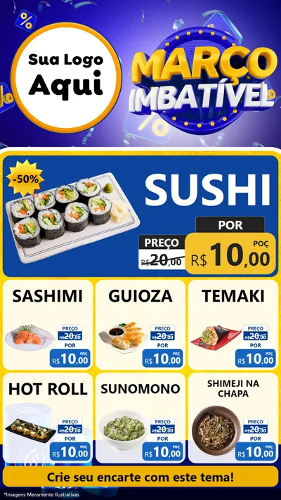 Modelo de Rede Social para Stories com o tema Março Imbatível para Comida japonesa