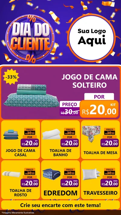 Modelo de Rede Social para Stories com o tema Dia do Cliente para Cama, Mesa e Banho