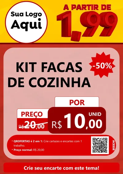 Modelo de Cartaz para Cartaz A4 Vertical com o tema A Partir de Um e Noventa e Nove - 1,99 para Utilidades Domésticas