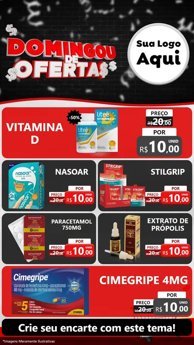 Modelo de TV para TV Vertical com o tema Domingou de Ofertas para Farmácia