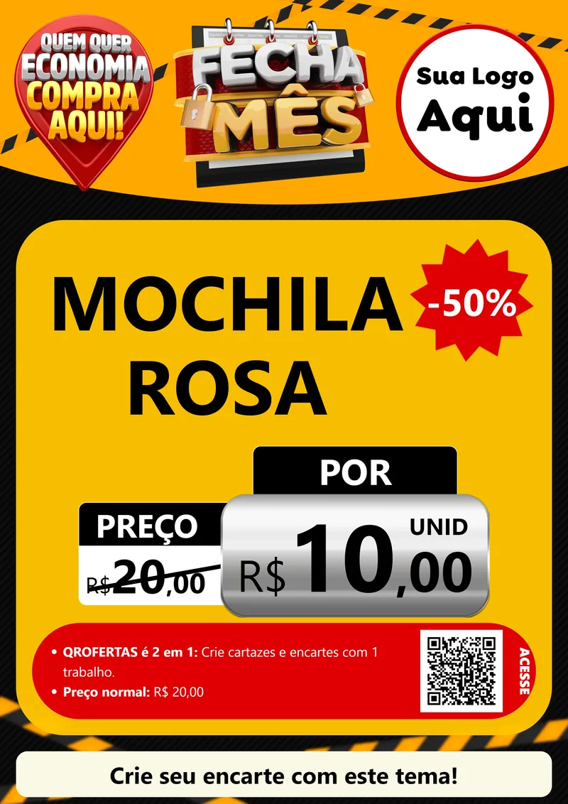 Modelo de Cartaz para Cartaz A4 Vertical com o tema Fecha Mês para Papelaria
