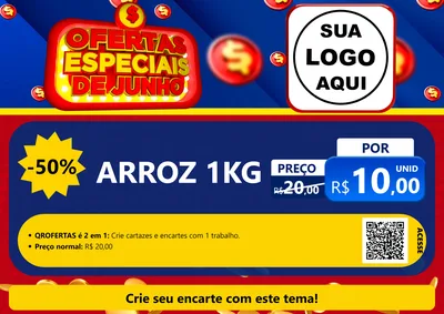 Modelo de Cartaz para Cartaz A4 Horizontal com o tema Ofertas Especiais de Junho para Supermercado