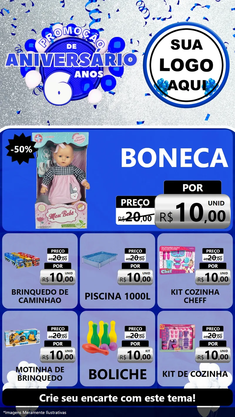 Modelo de Rede Social para Stories com o tema Promoção de Aniversário - 6 Anos para Brinquedos
