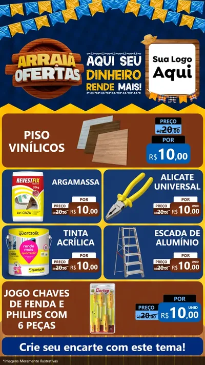 Modelo de TV para TV Vertical com o tema Arraiá de Ofertas - Junina para Material para Construção