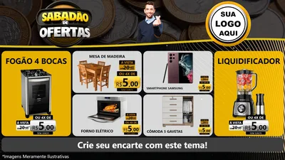 Modelo de TV para TV Horizontal com o tema Sabadão de Ofertas para Móveis e Eletro