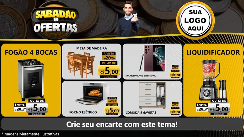 Modelo de TV para TV Horizontal com o tema Sabadão de Ofertas para Móveis e Eletro