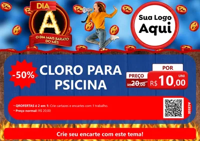 Modelo de Cartaz para Cartaz A4 Horizontal com o tema Dia A - O Dia Mais Barato Do Mês para Produtos para Piscina