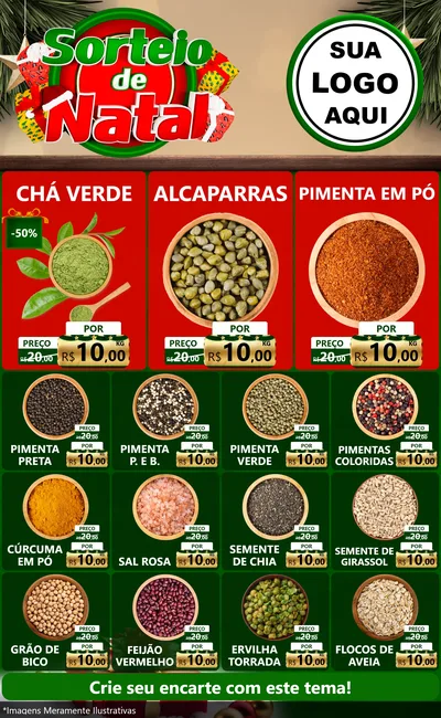 Modelo de Encarte para Encarte Grande com o tema Sorteio de Natal para Produtos Naturais
