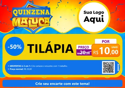 Modelo de Cartaz para Cartaz A4 Horizontal com o tema Quinzena Maluca para Peixaria