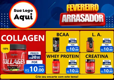 Modelo de Encarte para Encarte A4 Horizontal com o tema Fevereiro Arrasador para Suplementos alimentares