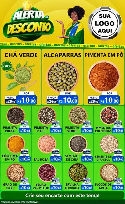 Modelo de Encarte para Encarte Grande com o tema Alerta de Desconto para Produtos Naturais