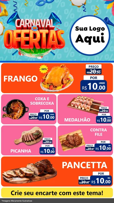 Modelo de TV para TV Vertical com o tema Carnaval de Ofertas para Assados