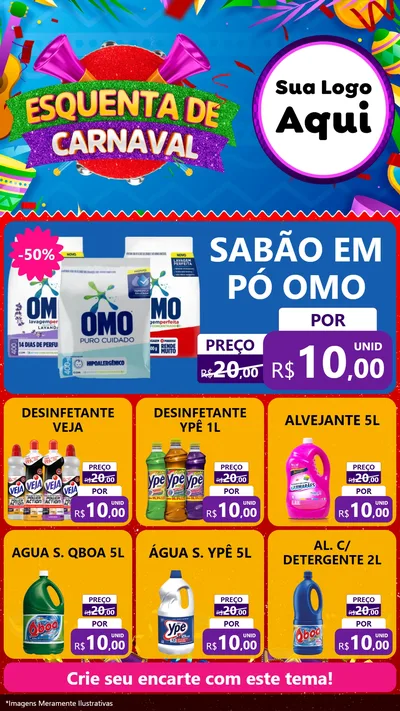 Modelo de Rede Social para Stories com o tema Esquenta de Carnaval para Produtos de Limpeza