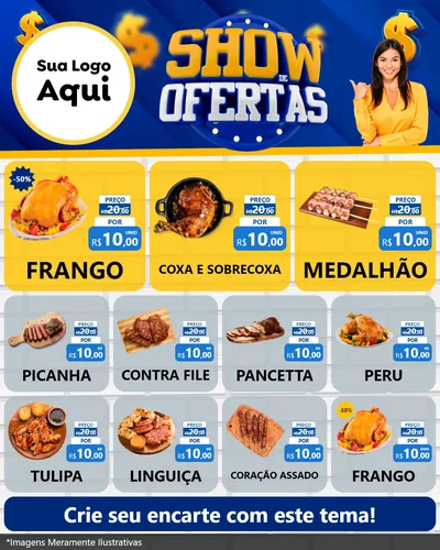 Modelo de Rede Social para Feed Instagram com o tema Show de Ofertas para Assados