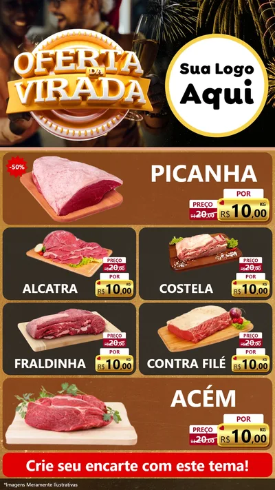 Modelo de TV para TV Vertical com o tema Oferta da Virada para Açougue