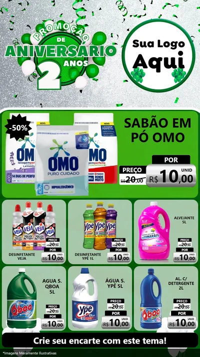 Modelo de Rede Social para Stories com o tema Promoção de Aniversário - 2 Anos para Produtos de Limpeza