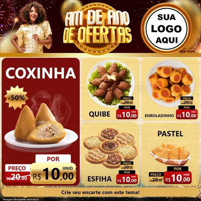Modelo de Rede Social para Feed Facebook com o tema Fim de Ano de Ofertas para Salgadaria