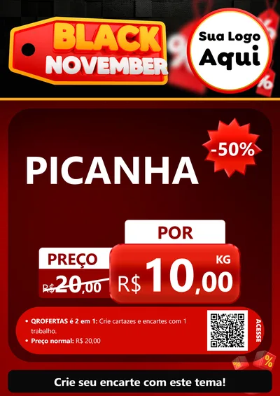Modelo de Cartaz para Cartaz A4 Vertical com o tema Black November para Açougue