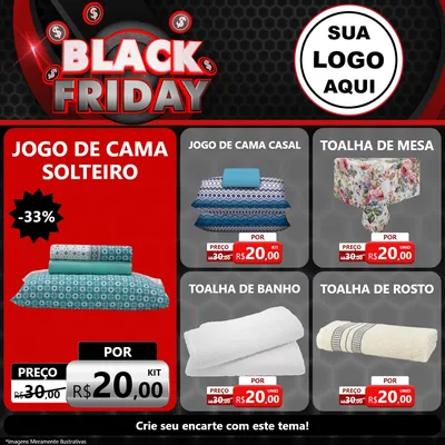 Modelo de Rede Social para Feed Facebook com o tema Black Friday para Cama, Mesa e Banho