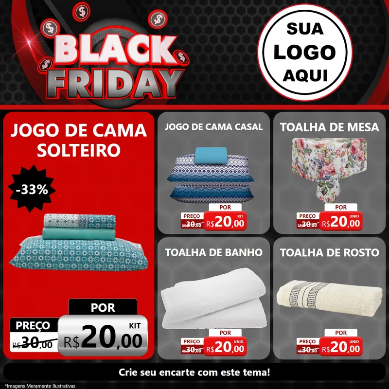 Modelo de Rede Social para Feed Facebook com o tema Black Friday para Cama, Mesa e Banho