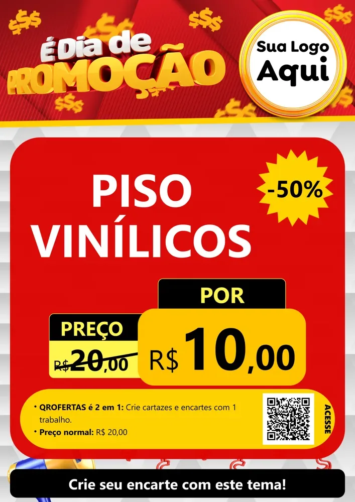 Modelo de Cartaz para Cartaz A4 Vertical com o tema É Dia De Promoção para Material para Construção