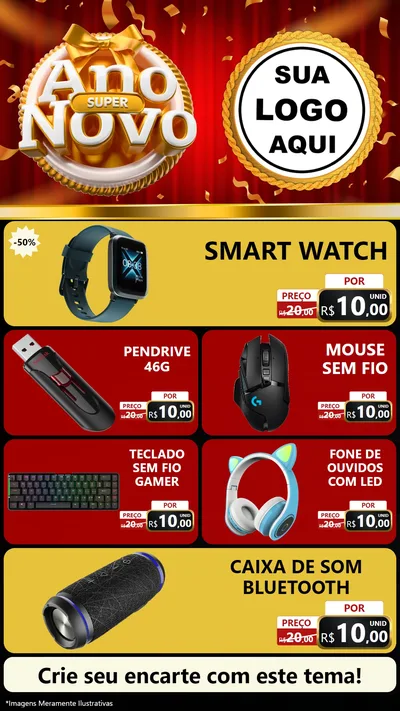 Modelo de TV para TV Vertical com o tema Super Ano Novo para Informática