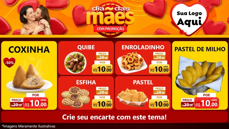 Modelo de TV para TV Horizontal com o tema Dia das Mães com Promoção para Salgadaria