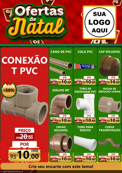 Modelo de Encarte para Encarte A4 Vertical com o tema Ofertas de Natal para Tubos e conexões