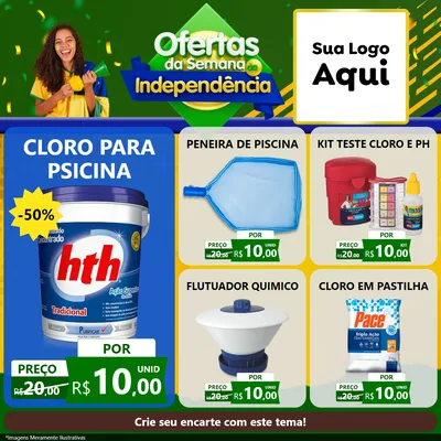 Modelo de Rede Social para Feed Facebook com o tema Ofertas da Semana da Independência para Produtos para Piscina