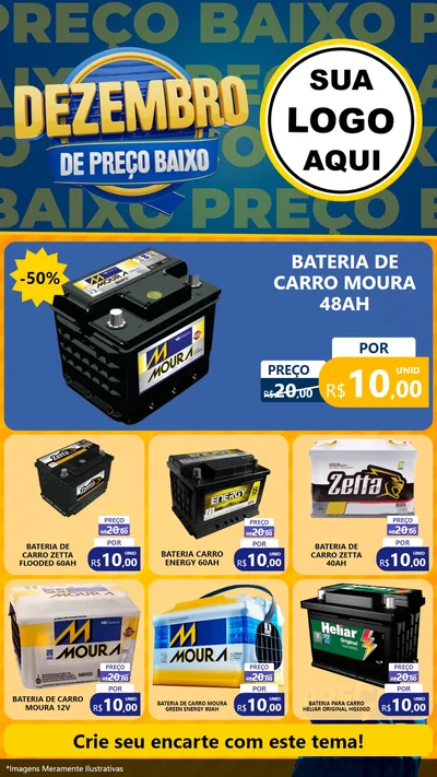 Modelo de Rede Social para Stories com o tema Dezembro de Preço Baixo para Baterias Elétricas