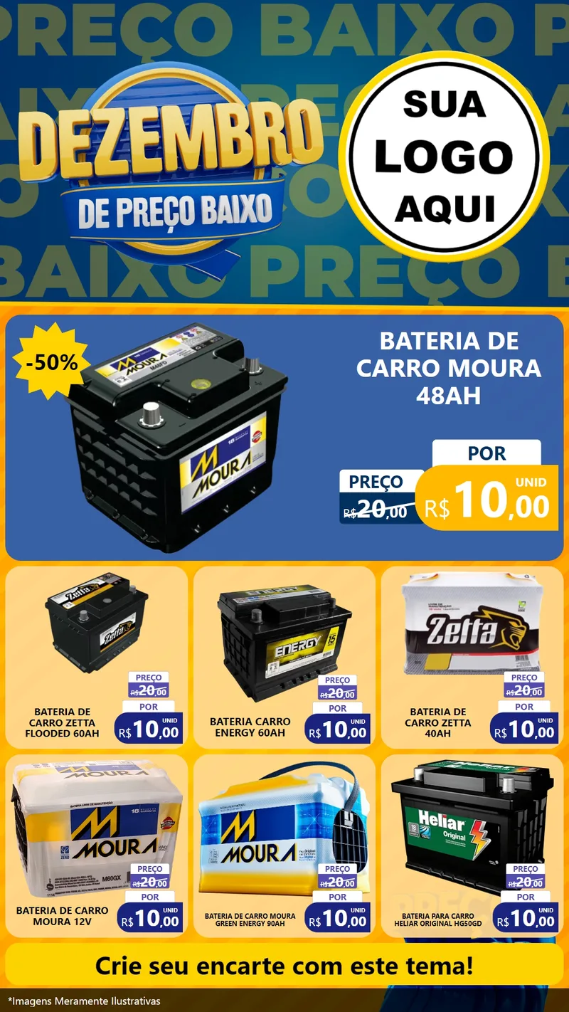 Modelo de Rede Social para Stories com o tema Dezembro de Preço Baixo para Baterias Elétricas