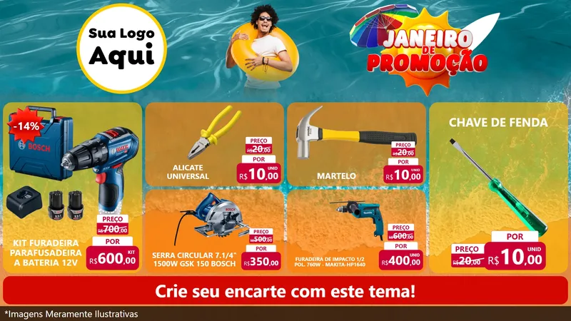 Modelo de TV para TV Horizontal com o tema Janeiro de Promoção para Maquinas e Ferramentas