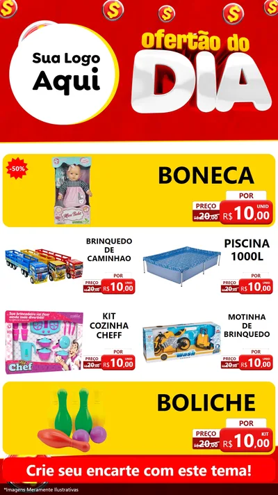 Modelo de TV para TV Vertical com o tema Ofertão do dia para Brinquedos