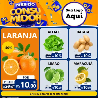 Modelo de Rede Social para Feed Facebook com o tema Mês do Consumidor para Hortifrúti