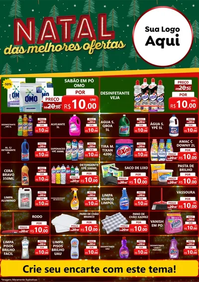 Modelo de Encarte para Encarte A4 Vertical com o tema Natal das Melhores Ofertas para Produtos de Limpeza