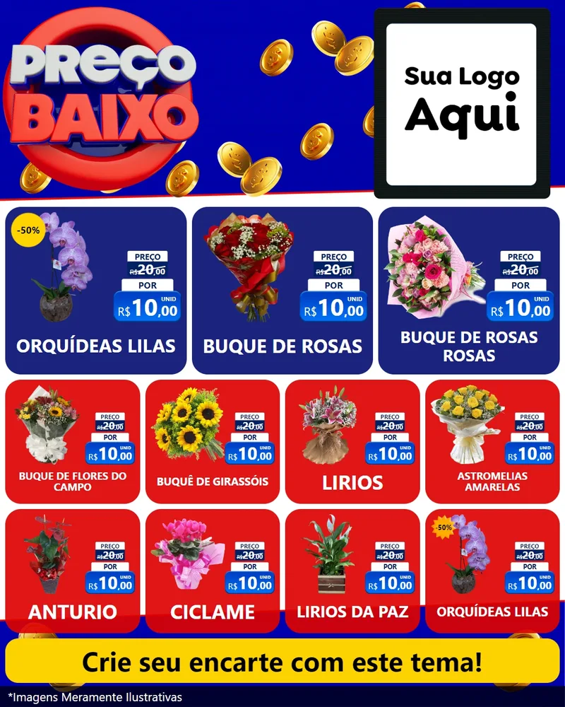 Modelo de Rede Social para Feed Instagram com o tema Preço Baixo para Floricultura e jardim