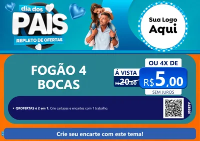 Modelo de Cartaz para Cartaz A4 Horizontal com o tema Dia Dos Pais Repleto de Ofertas para Móveis e Eletro