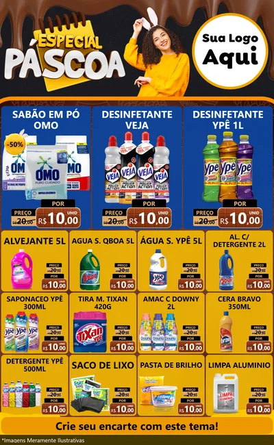Modelo de Encarte para Encarte Grande com o tema Especial Páscoa para Produtos de Limpeza