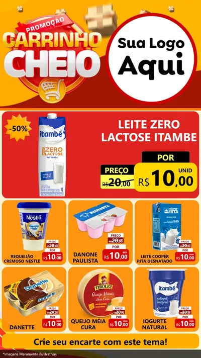 Modelo de Rede Social para Stories com o tema Promoção carrinho cheio para Frios e Laticínios