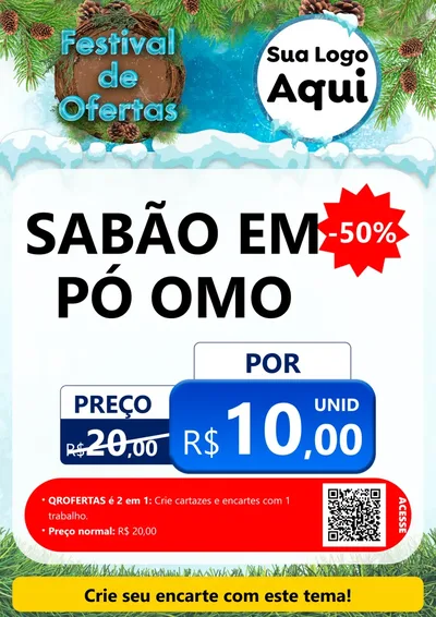 Modelo de Cartaz para Cartaz A4 Vertical com o tema Festival de Ofertas - Inverno para Produtos de Limpeza