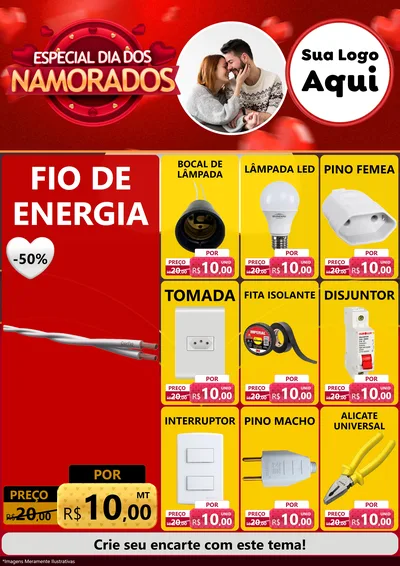 Modelo de Encarte para Encarte A4 Vertical com o tema Especial Dia Dos Namorados para Materiais Elétricos
