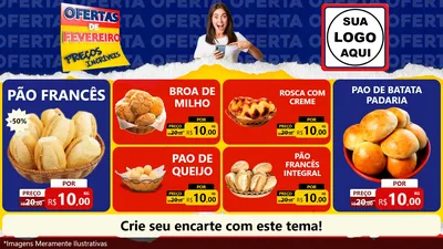 Modelo de TV para TV Horizontal com o tema Ofertas de Fevereiro - Preços Incríveis para Padaria